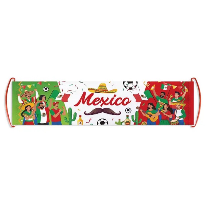 Banner portabil Mexico, fanion pentru suporteri, pentru Cupa Mondiala si meciuri de fotbal, decor de atmosfera si prop foto, Multicolor, 1 bucata