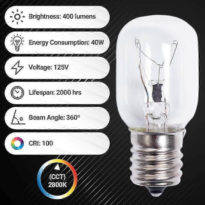 Bec 40W E17 125V szett 3 darab ezüst átlátszó 2.3x5.6cm