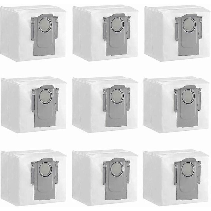 9 darabos készlet, porzsákok/porzsákok kompatibilisek a Roborock Q7 Max/S7 MaxV Ultra/S7 Pro Ultra modellekkel, 2,5L kapacitás, szivárgásmentes kialakítás, többrétegű szűrés 99,9% a ≥0,3 mikronos részecskékhez, Fehér