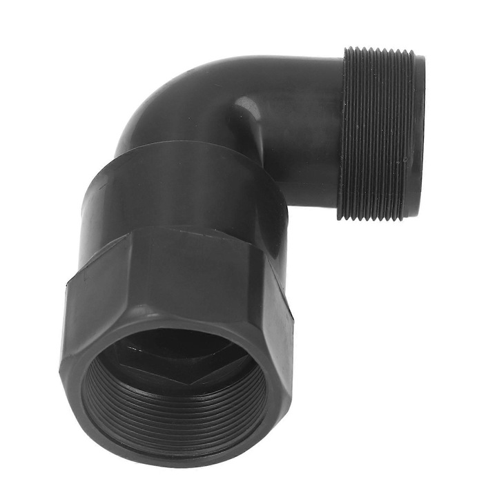 Adapter könyök kerti tömlőhöz, G2 nagy interfész, 360°-ban forgatható, tartós műanyagból, fekete, 1 db