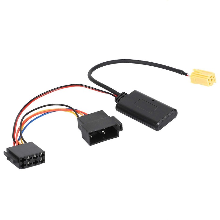 Bluetooth AUX autós adapter 6-tűs Fiat/Alfa Romeo/Lancia/Smart modellekhez, Bluetooth 5.0 kompatibilis 4.0/3.0/2.0, roncsolásmentes telepítés, Fekete, 1 db