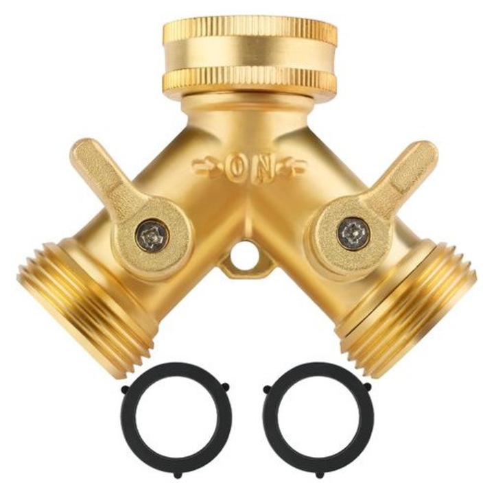 Kétutas csap 3/4", 2 kimenet, állítható, sárgaréz, 360°