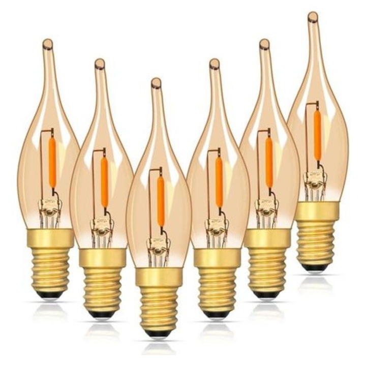 6 db E14 vintage LED izzó készlet, 0.7W, meleg fehér, 2200K, 50 lumen