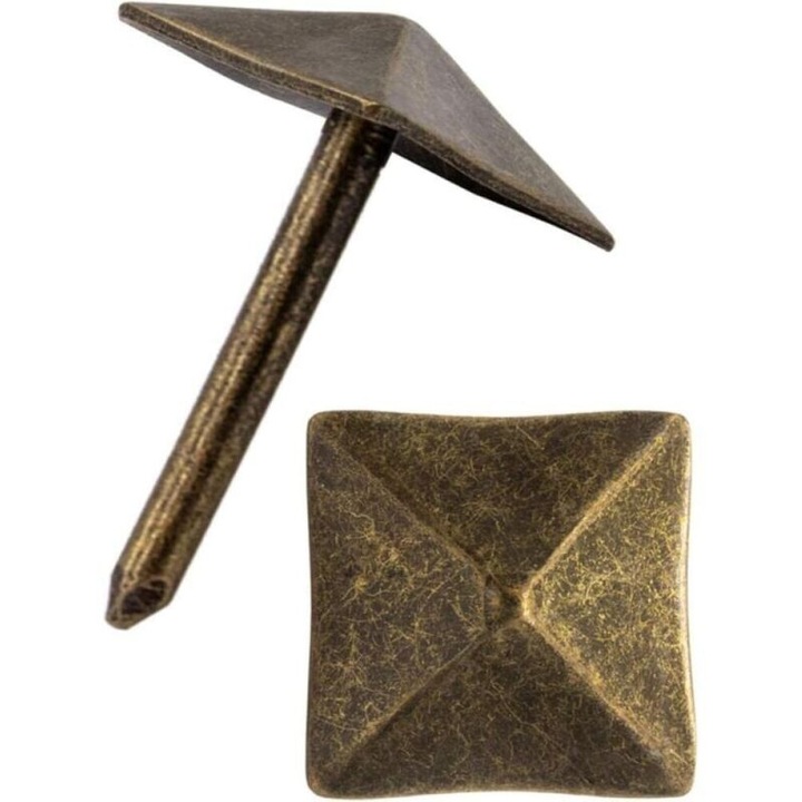 50 db díszítő szeg készlet, antikolt bronz sárgaréz 12x12mm 18mm