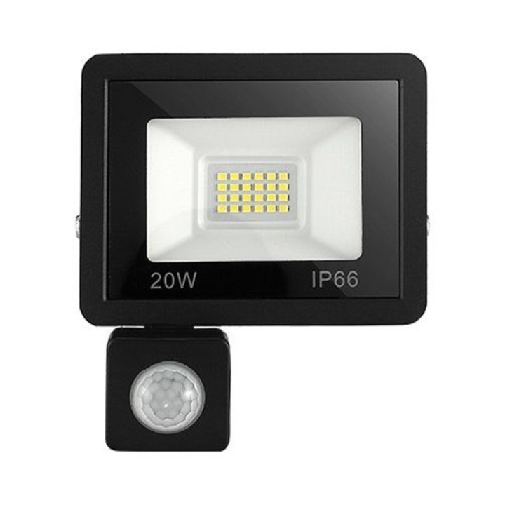 LED kültéri reflektor 20W mozgásérzékelővel, hideg fehér, IP66 180x240V
