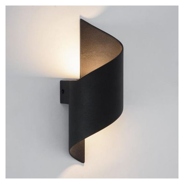 Aplica de perete led, lampa de perete Leria din aluminiu, cu led integrat, lumina calda 3000K, iluminare sus/jos, negru