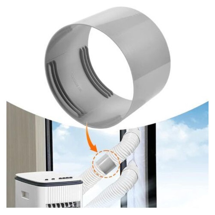 Adapter hordozható klímaberendezés tömlőhöz, elszívó csatlakozó, tartós ABS, univerzális menet, 150 mm, fehér, 1 db