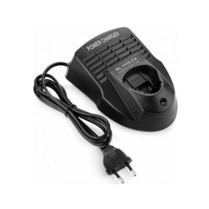 Incarcator baterie/alimentator AL1115CV, incarcare rapida (max. 1 ora), iesire CC 10,8-12 V 1,5 A, compatibil cu baterii Bosch BAT411/BAT412/BAT504, negru, cu stecher UE