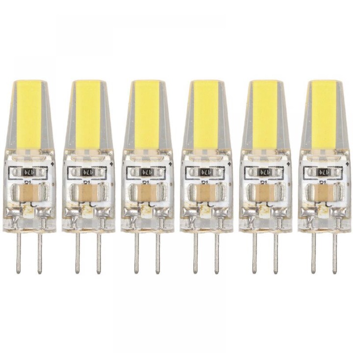 6 darabos készlet, G4 LED izzó 220 V 3 W, 360°-os sugárzás, tükröződésmentes, meleg fény, 6 x 3 W