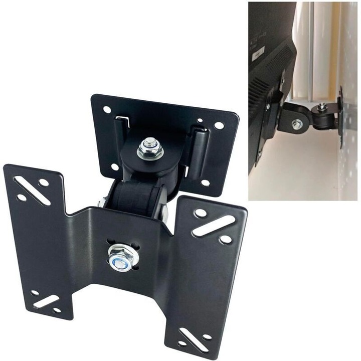 Fali tartó monitorhoz/TV-hez, állítható kar, VESA 75x75/100x100 mm kompatibilis, 14-27 hüvelykes képernyőkhöz, fekete, max. 16 kg