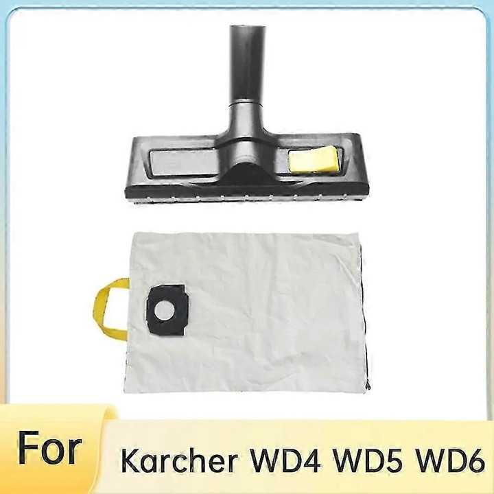 Duza perie pentru aspirator compatibil Karcher WD4/WD5/WD6, comutabila uscat/umed, cap rotativ 360°, sac textil inclus, multicolor, 1 set