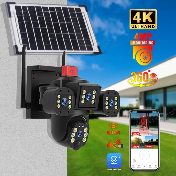V380- ZS12 T55 WIFI СОЛАРНА ТРОЙНА IP Камера 8MP ( APP:V380PRO) В Digital One LSSS01647 – 2285814, WIFI