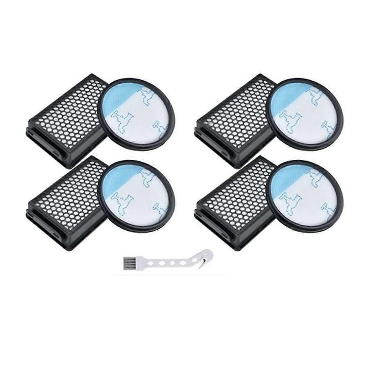 Set filtre HEPA compatibile pentru Rowenta Compact Power XXL RO4811EA, cadru din plastic, reduc praful si alergenii, durabile si usor de instalat, Multicolor, 4 filtre frontale, 4 filtre posterioare, 1 perie de curatare