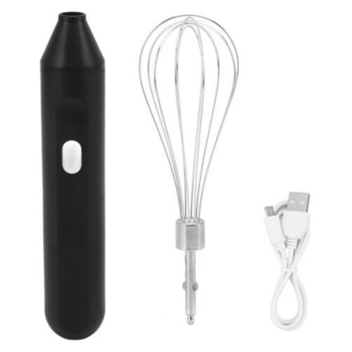 Batteur oua electric portabil, inox, negru, 1200mAh, 194g