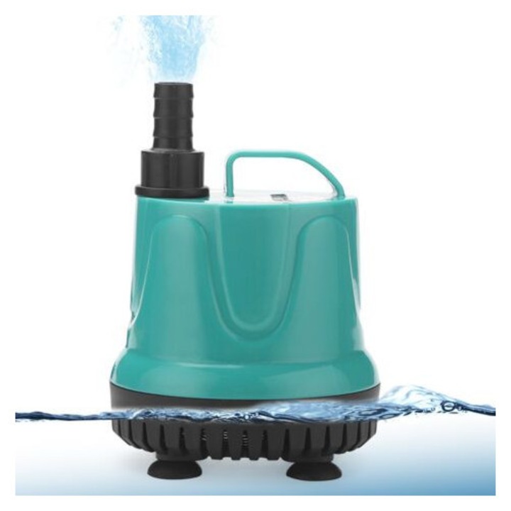 Потопяема помпа, помпа за аквариум 25 W 1000 L/h, безшумна, 220 V, IP68, работи при ниско ниво 1-5 см, тюркоаз, 1 бр