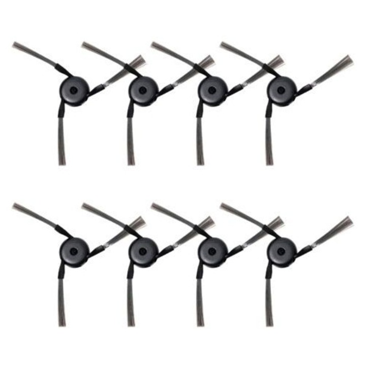8 darabos készlet, Oldalkefe robotporszívóhoz, kompatibilis a Dreame és Mova (D20, X40, X50, L40, L50, Matrix10, Aqua10, P50 Pro Ultra) modellekkel, puha nylon sörtékkel, Fekete