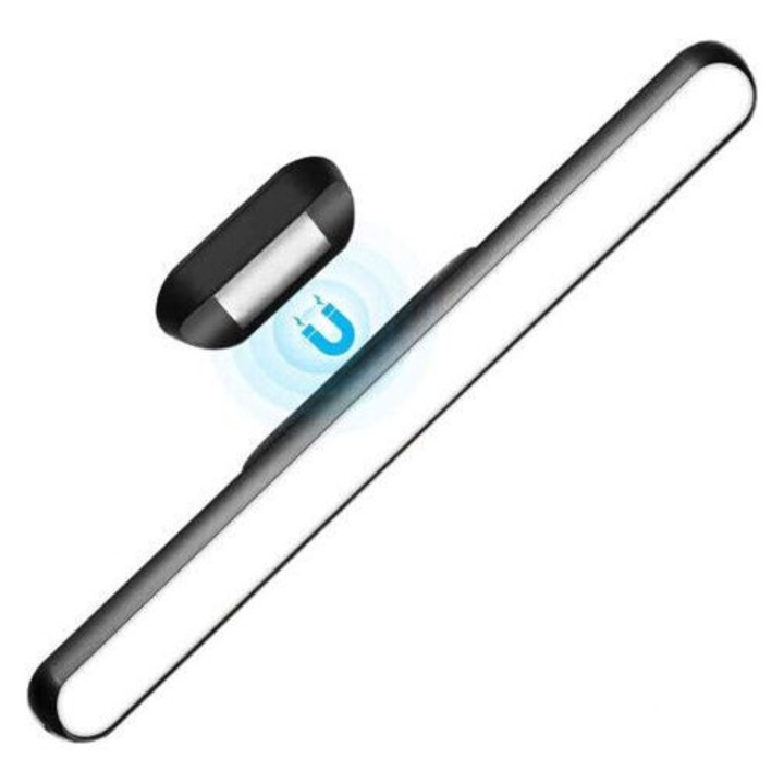 Lampa LED de citit, reglabila, neagra, 35,2x37cm, metalica, reincarcabila, cu telecomanda