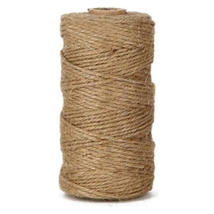 Sfoara/snur din iuta, 100% naturala, ideala pentru gradinarit si bricolaj, bej, 200 m, diametru 6 mm