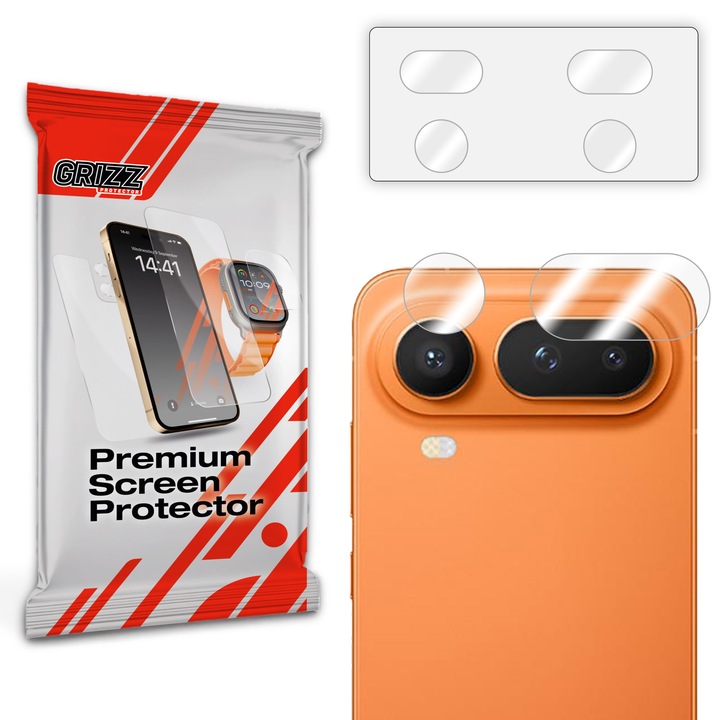 Set de 2 protectii camera foto GrizzGlass HybridGlass compatibile cu Honor Magic 8 Pro Air, Transparent