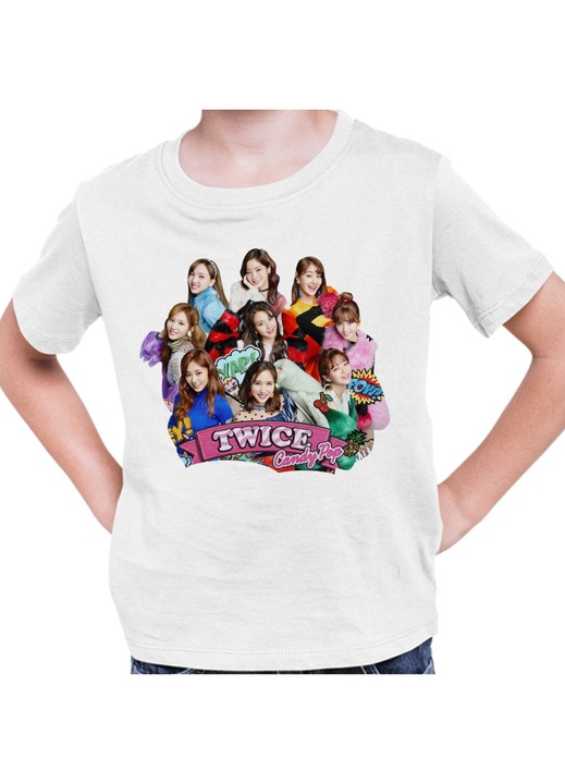 Gyerek Fiú Póló Twice Kpop Merch, Fehér