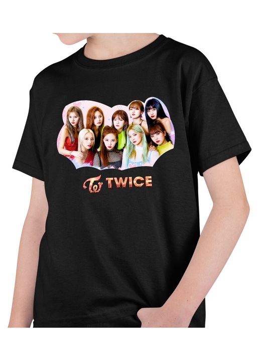 Gyerek Fiú Póló Twice Jihyo Kpop Merch, Fekete