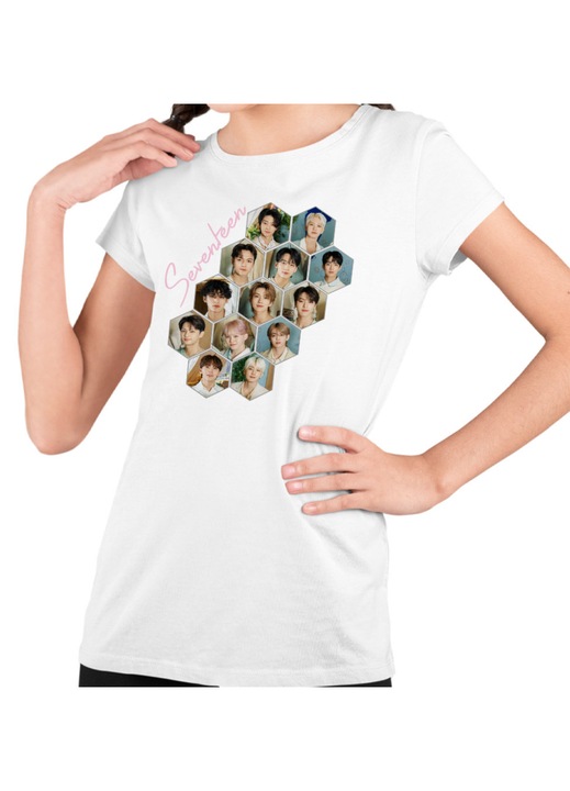 Gyerek Lány Póló Seventeen Merch Kpop, Fehér