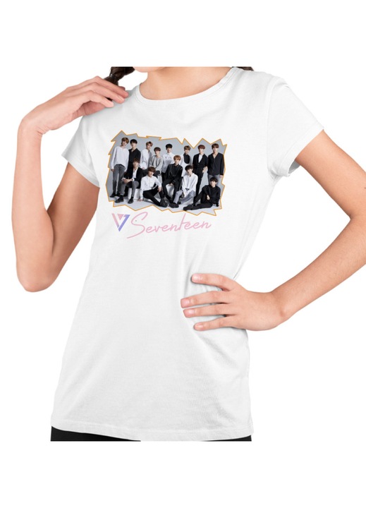 Gyerek Lány Póló Seventeen All Gang Merch, Fehér