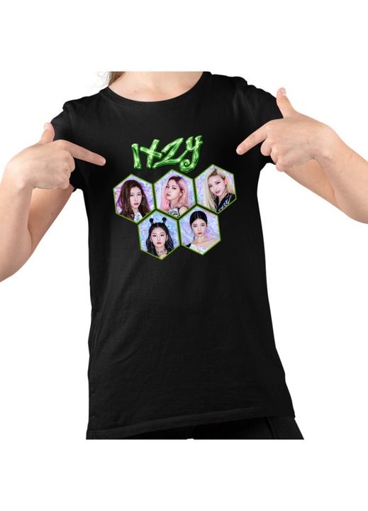 Gyerek Lány Póló Itzy Yuna Kpop Merch, Fekete