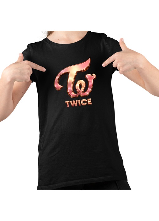 Gyerek Lány Póló Twice Kpop Party Merch, Fekete