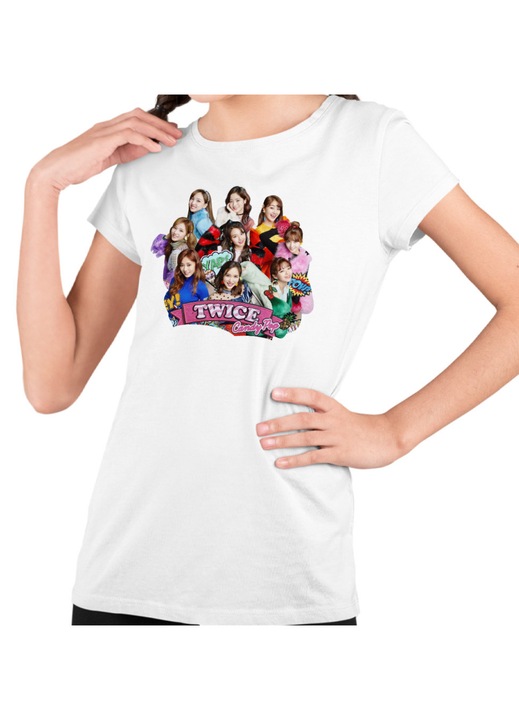 Gyerek Lány Póló Twice Kpop Merch, Fehér