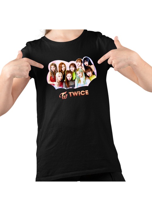 Gyerek Lány Póló Twice Jihyo Kpop Merch, Fekete