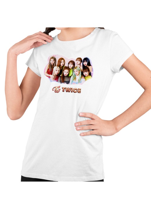 Gyerek Lány Póló Twice Jihyo Kpop Merch, Fehér