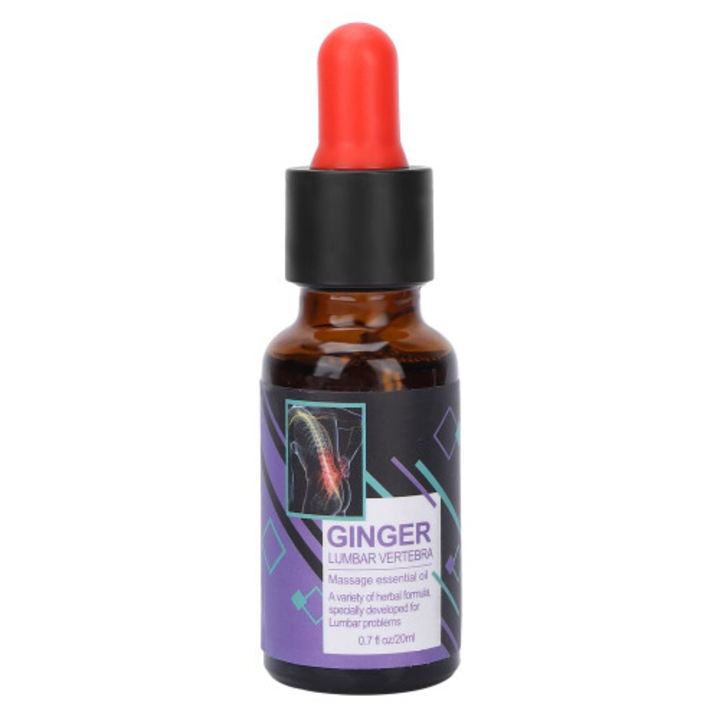 Ulei esential de ghimbir, extract aromatic, 100% pur, pentru aromaterapie, aroma calda de lunga durata, absorbtie rapida, ambalaj cadou, 20ml
