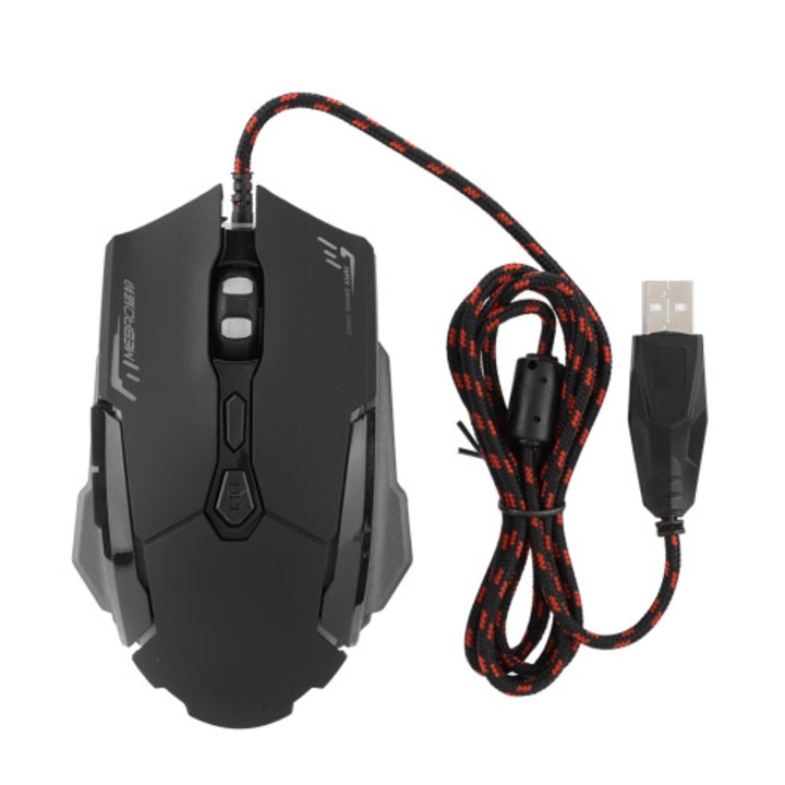 Gaming optikai egér / egér, A Bajnok Választása, precíziós optikai szenzor, testreszabható DPI beállítások és programozható gombok, RGB LED zóna, ergonomikus kialakítás, fonott USB kábel, fekete/piros, 1 db