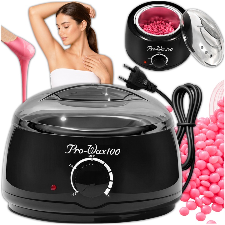 Set pentru Epilare cu Ceara 100 W, Incalzitor Ceara cu Reglare Temperatura, Dispozitiv Epilare cu Ceara la Cald pentru Salon si Acasa, Perele Ceara, Depilare Preciza, Usor de Folosit