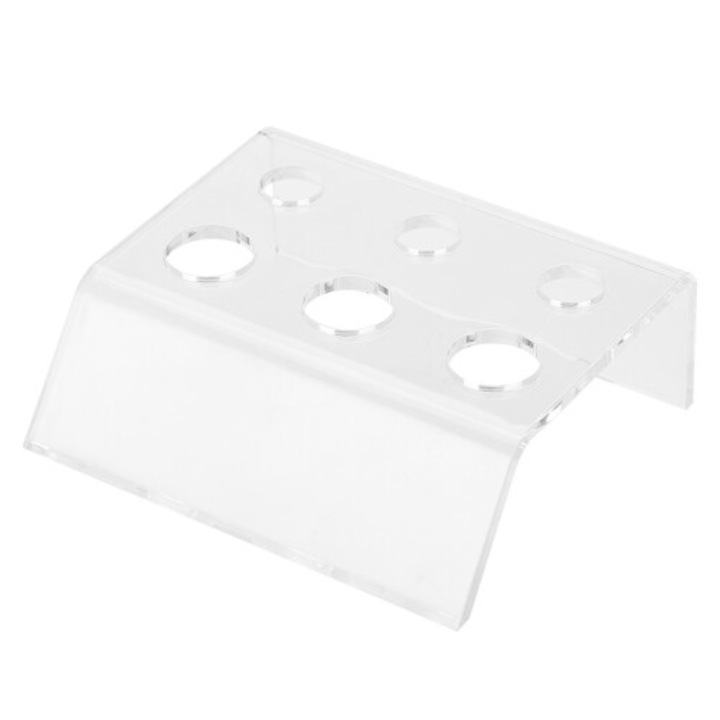 Suport pentru cupule pigment tatuaj, organizer pentru cupule, din acril, cu forma arcuita, pentru cupule de diferite marimi, usor de curatat, transparent, 1 buc