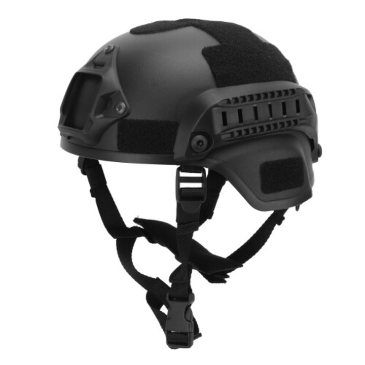 Casca tactica/helmet, din abs de inalta calitate, cu chingi reglabile si burete intern pentru confort, usoara, Negru, Marime universala