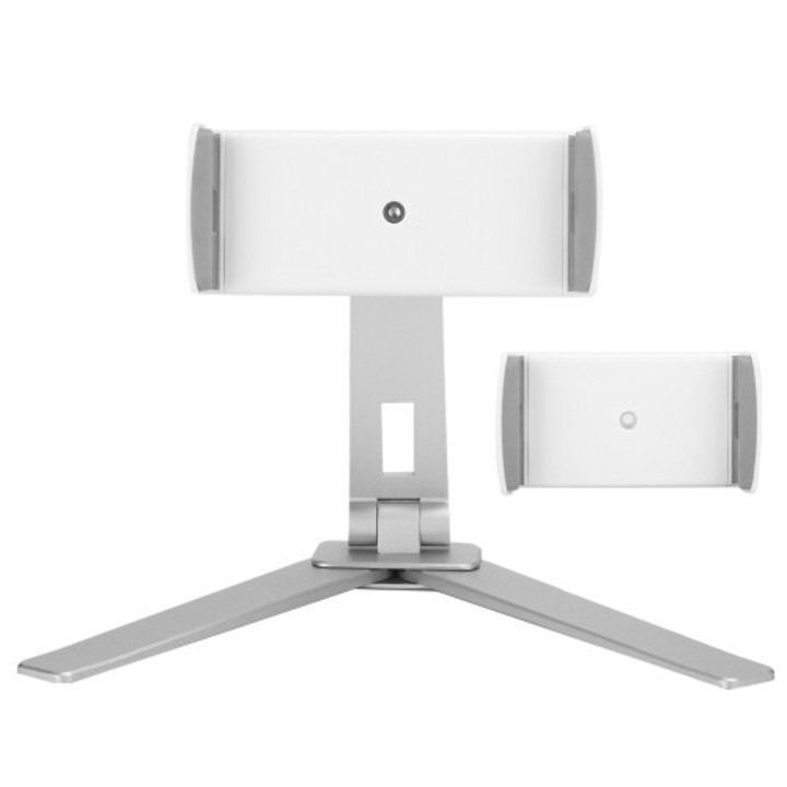 Suport universal pentru tableta/stand reglabil, rotativ cu sistem de gestionare a cablurilor, usor si portabil, argintiu/alb, 1 buc