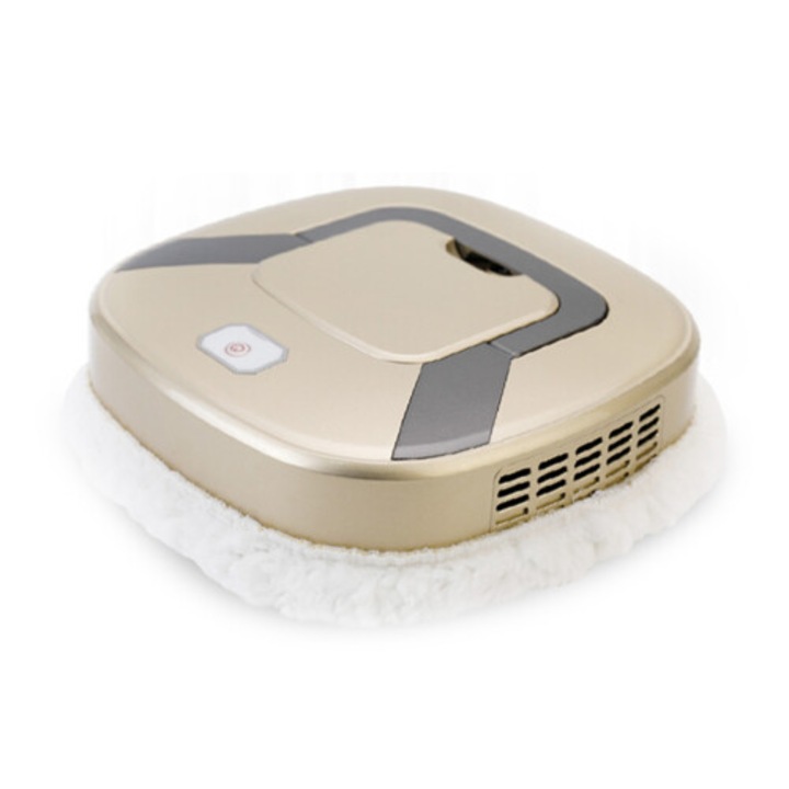 Aspirator robot mop, robot de curatenie din material compozit, silentios, pentru curatare umeda si uscata, inteligent, auriu, 1 buc