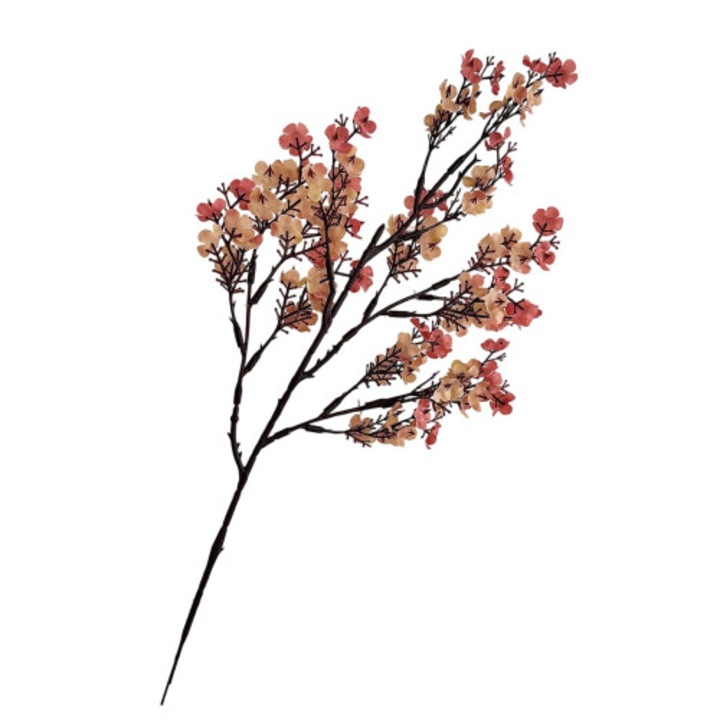 Műselyem Baby's Breath művirág, valódi tapintású, rugalmas műanyag és drót szárral, levehető ágakkal, rózsaszín/bézs, 47 cm, 1 db