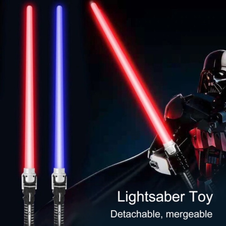 Játék lézerkard/fénybot 66 cm, LED világítással, levehető, mozgásérzékelővel és opcionális hangeffektekkel, többszínű, 1 db