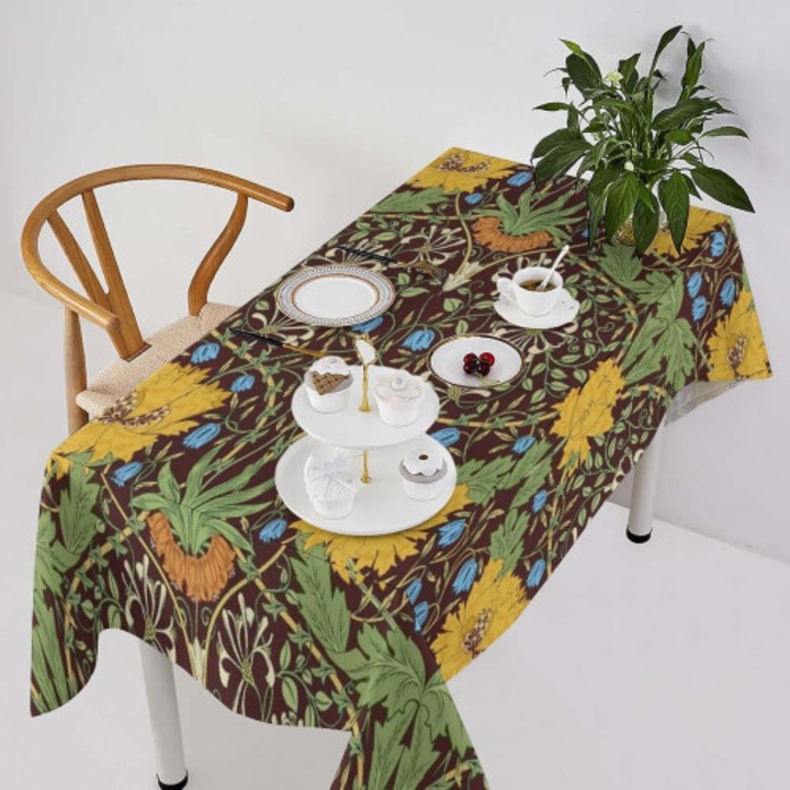 William Morris asztalterítő/asztalközép, 100% poliészter, beltéri/kültéri használatra, többszínű, 55x55 hüvelyk, 1 db