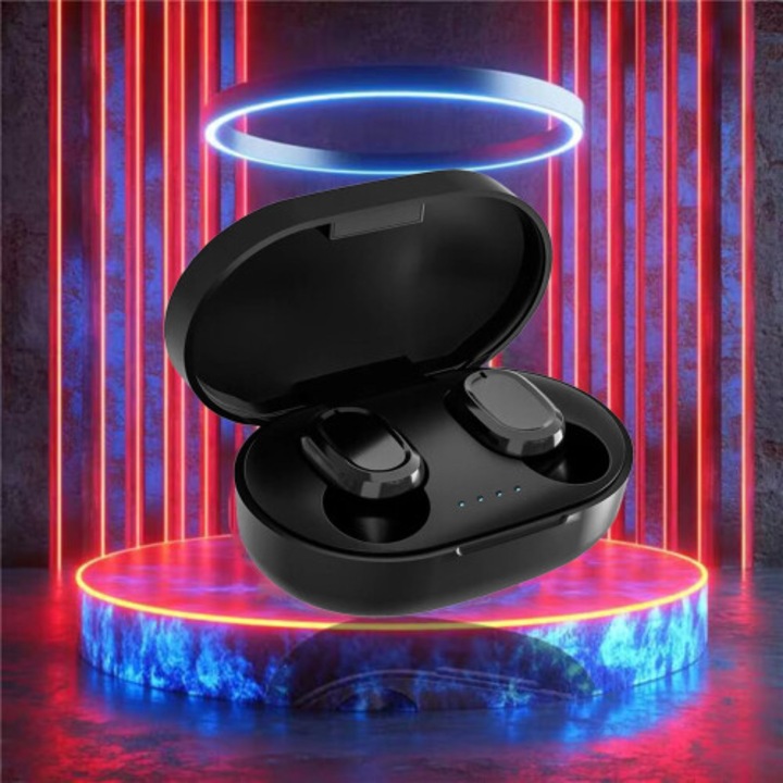 Vezeték nélküli Bluetooth 5.2 fülhallgató, in-ear Bluetooth fülhallgató, 300 mAh töltőtokkal, mikrofonnal és ujjlenyomat-vezérléssel, akkumulátor töltöttségi szint kijelzővel, IPX5 vízállósággal, fekete, 1 szett
