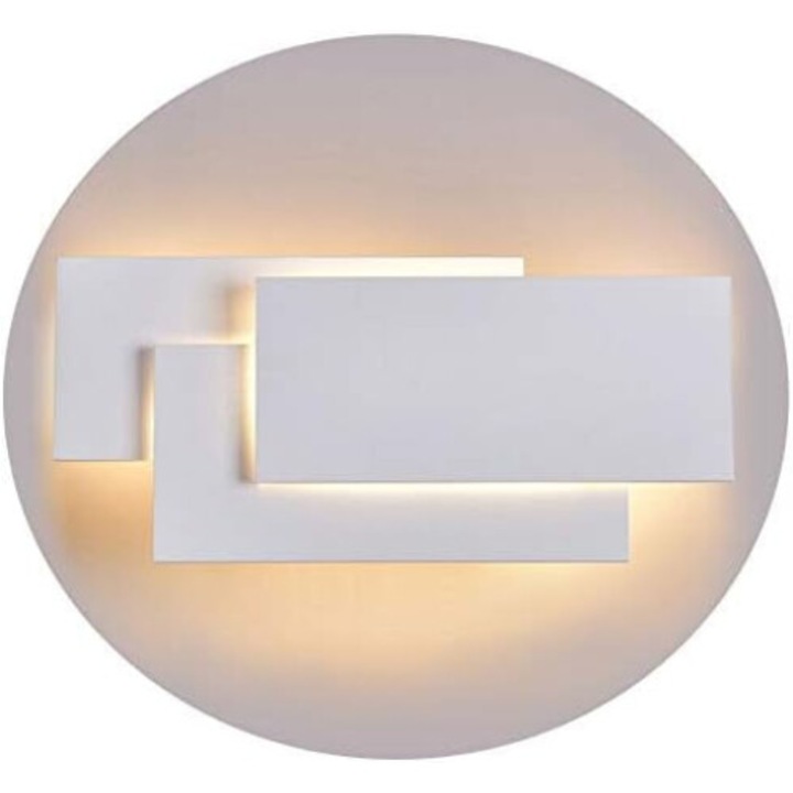 LED fali lámpa, modern 24W fali lámpa, fel/le szerelés, alumíniumból, meleg fény 3000K, matt fehér, 10.26 x 4.92 x 2.2 inch