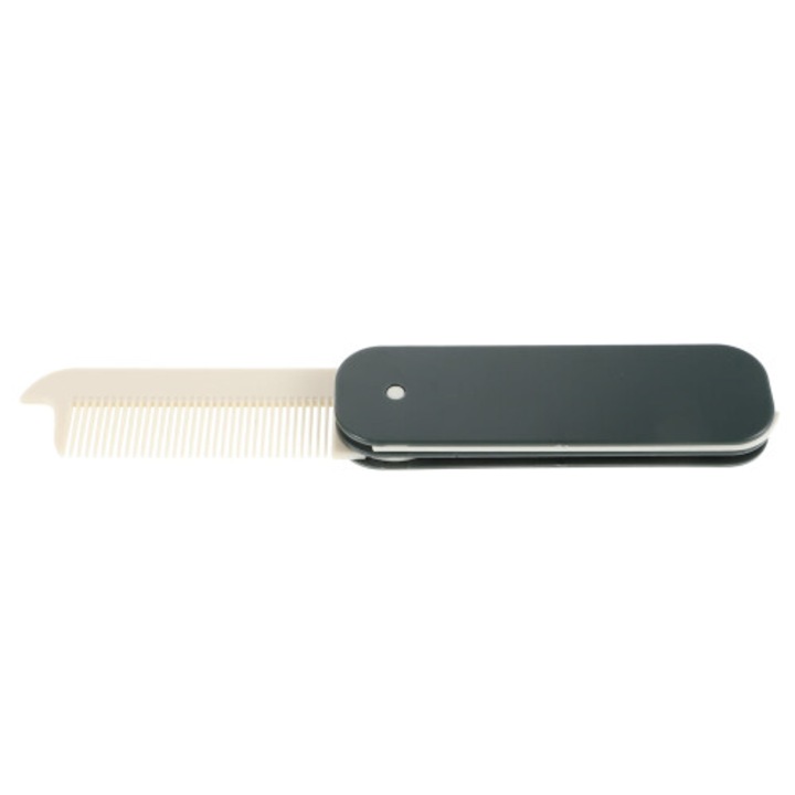 Pieptene pliabil de buzunar din abs, cu dinti fini si dinti largi, compact, antistatic, verde, 1 buc