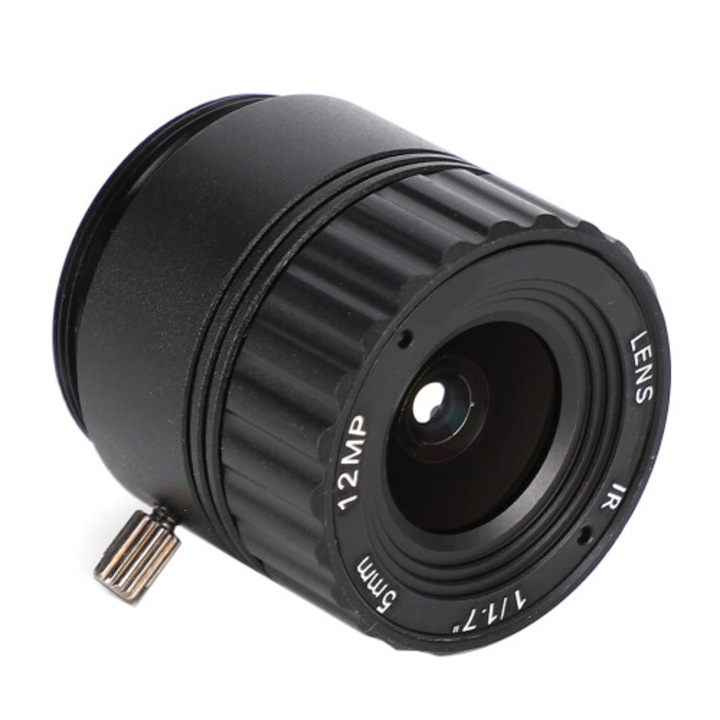 Fix CCTV objektív, 5mm F1.2 12MP lencse, jó teljesítmény gyenge fényviszonyok között, CS rögzítés a kompatibilitás érdekében, fekete