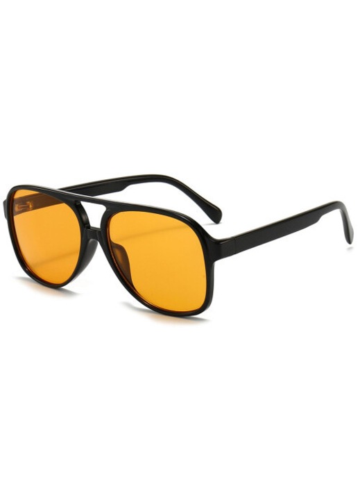 Ochelari de soare aviator retro, rame mari acetat, lentile polarizate UV400, negru