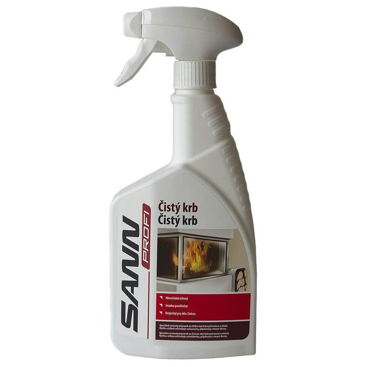 Kandallóüveg tisztító, Sann Profi, Curat Semineu, tisztító spray, nagyon hatékony, eltávolítja a kormot és a kátrányt, nem hagy nyomot, Fehér, 500 ml