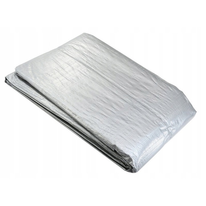 Plandeka/ponyva plandMAX MR06-410, polietilén (PE) 120 g/m², vízálló, rögzítőgyűrűkkel, ezüst, 5x6 m