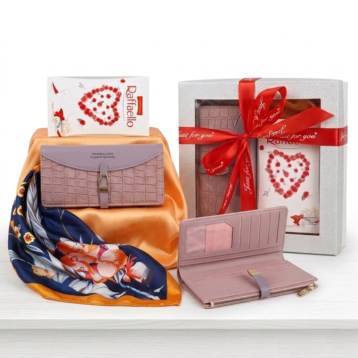 Set Cadou Elegance cu Portofel Dama Lila Roz pudra
